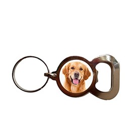 Golden Retriever Dog Pet Bottle Opener Metal Keyring and Velvet Gift Bag