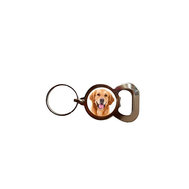 Golden Retriever Dog Pet Bottle Opener Metal Keyring and Velvet