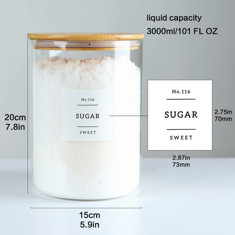 CZSZYGHBAO Large Glass Flour and Sugar Containers Jars with Bamboo