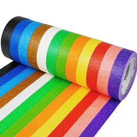 12 Rolls Bulk Colored Masking Tape Set for Kids-Rainbow Colors 1 inch x 1080ft (360yards) Decorative Painters Tape for DIY Labeling, School Classroom Projects, Colorful Paper Decoration Arts Crafts