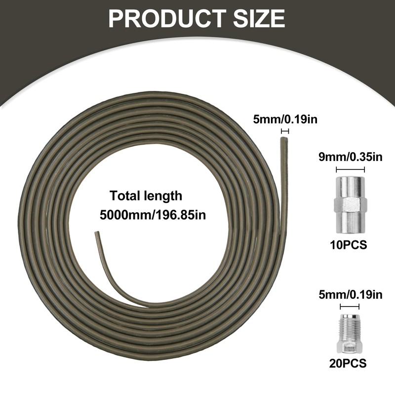 Copper Brake Line Set, 5 m, Diameter 4.75 mm, 20