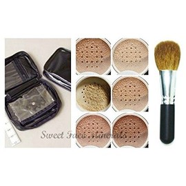XXL KIT w/BRUSH & CASE (LIGHT) Full Size Mineral Makeup Set Bare Skin Powder Foundation Cover
