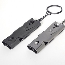 High-Strength Stainless Steel Double Whistle for Training Self-Defense Silver Gray 4ea