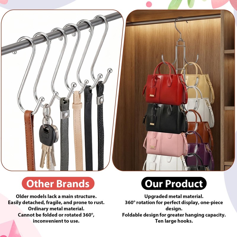 HANLANXUE 4 Pack Purse Organizer for Closet, Purse Hanger with