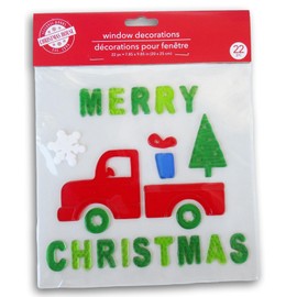 Christmas Winter Gel Window Clings - Merry Christmas Truck - 22 Piece
