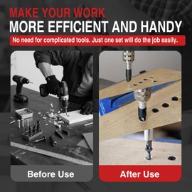 ANGELSWORD Countersink Drill Bit Set with Flip Drive for Wood, #6, #8, #10 Drill Flip Drive Complete Unit Set, 4 Pack