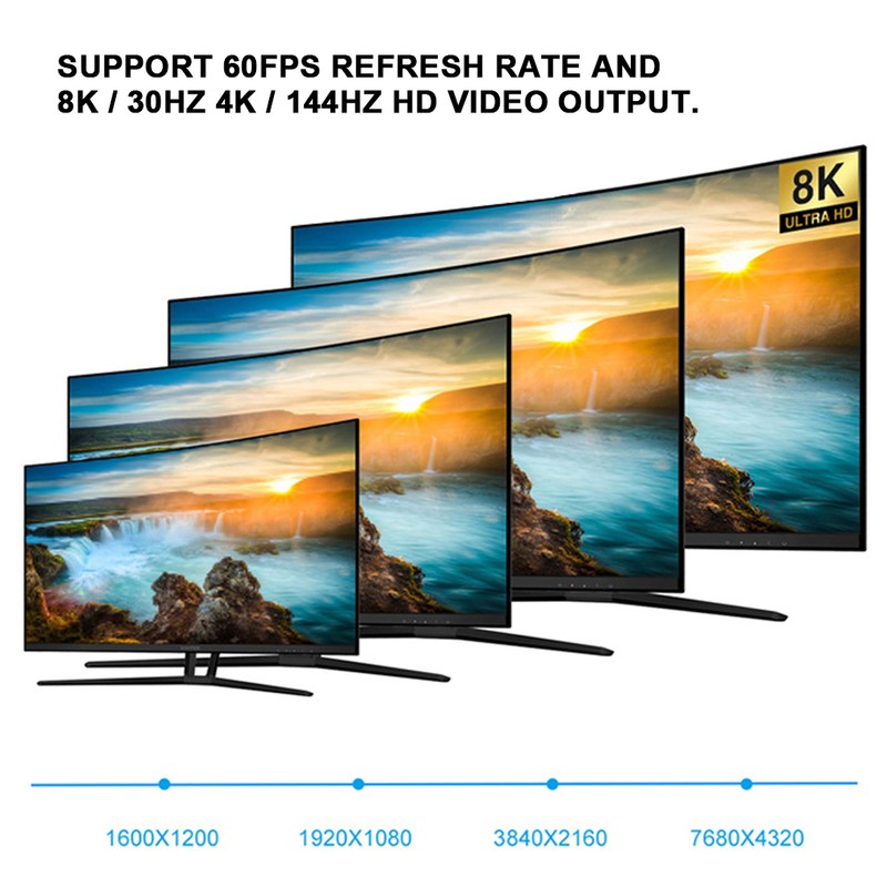 Type C to Displayport 8K 1.4 HD Video Cable Transmission