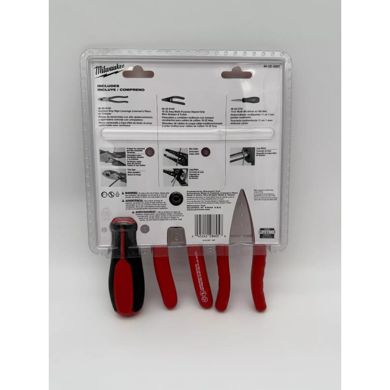 Milwaukee Lineman's Pliers Wire Stripper Screwdriver Hand Tool Kit 3