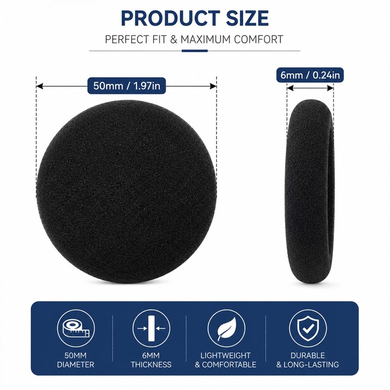 10 Pack (5 Pairs) Ultra Soft Foam Ear Cushions -