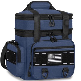 TENKIST Expandable Tactical Lunch Box, Large Insulated Lunch Cooler Bag Heavy Duty Leakproof Lunch Pail for Men Adults Work Office Outdoor Picnic Trips,16L,Blue