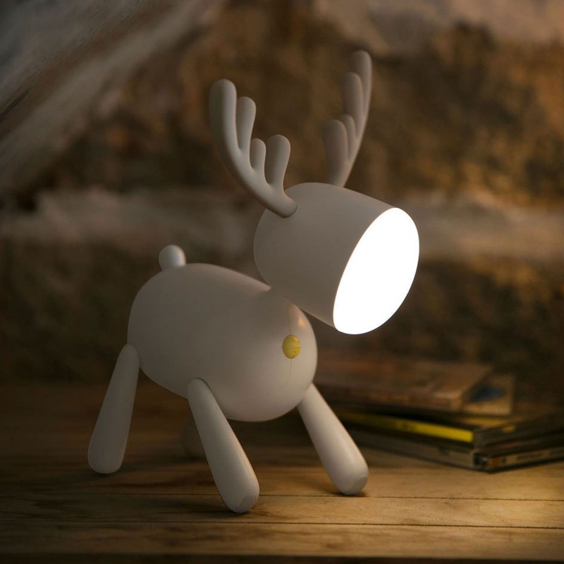 LED Night Light Cartoon Deer Shaped Table Lamp 1200mAh USB