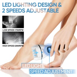 Electric Callus Remover for Feet Waterproof Rechargeable 18 in 1 Professional Pedicure Kit Foot File Pedi Scrubber Foot Care Tools Wet & Dry for Hard Cracked Dry Dead Skin 3 Rollers 2 Speeds (White)