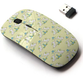 2.4G Wireless Mouse with Cute Pattern Design for All Laptops and Desktops with Nano Receiver - Cute Floral Elephants