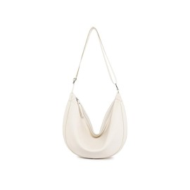 LOXOMU Fashion Crossbody Bag for Women, Large Capacity Shoulder Bag Vegan Leather Sling Bag with Adjustable Strap for Daily Use (White)