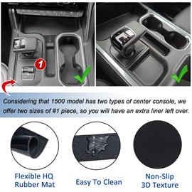 TOPINSTALL Black 7PCS Console Liners Compatible with 2023-2026 Chevy Silverado/GMC Sierra 1500 & 2022 Refreshed 1500 Models, Premium Rubber Non-Slip Cup Holder Mats（Full Console w/Bucket Seats ONLY）