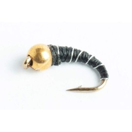 Blue Wing Olive Bead Head Zebra Midge Fly - Red or Black - 6 Pack (Black, 22)