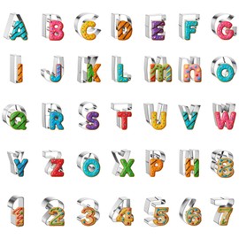 35 Pcs 2.5 Inch Large Size Alphabet & Number Sandwich Cookie Cutters Sets Funny Metal Baking Tool Stainless Steel Letters Biscuits Mold Home Party Supplies