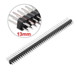 Unifizz 2.54mm Pitch 40P Straight Double Row Male Pin Header 13mm Length Copper Connector Strip for PCB Board Prototyping Pack of 5