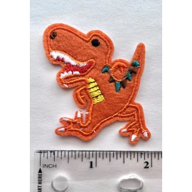 Unbranded CUTE  T-REX DINOSAUR EMBROIDERED CHILDREN’S IRON ON PATCH 2.0” X 2.0” ORANGE