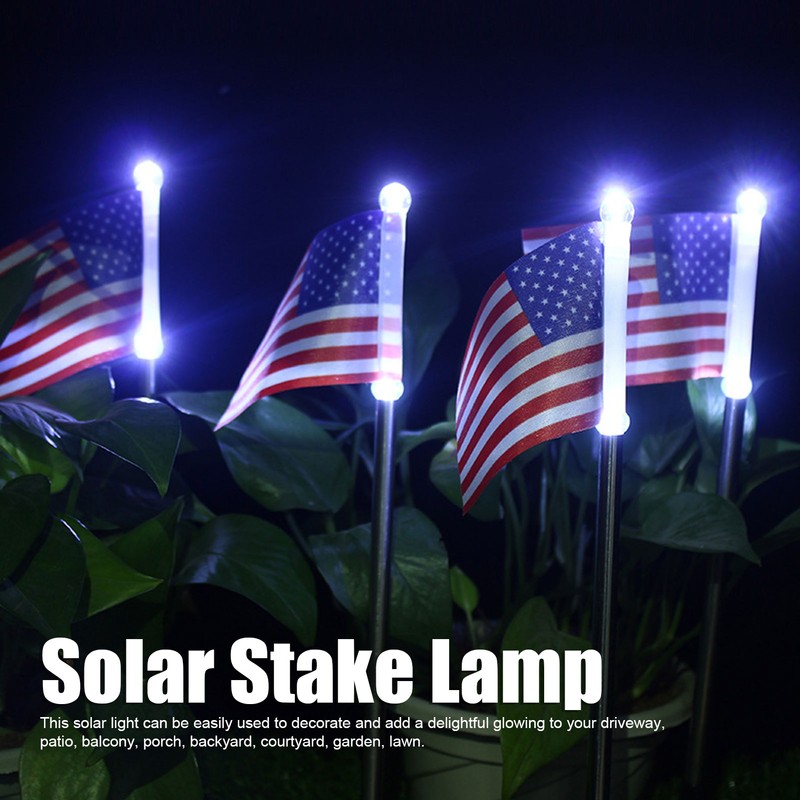 2PCS Solar Powered Garden Light Flag Lawn Stake Lamp for
