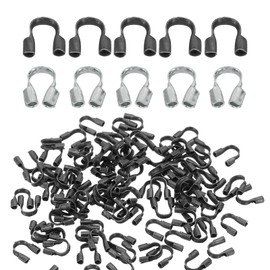PATIKIL 0.7mm Hole Wire Guard Thread Protector Set, 200Pcs Alloy U Shape Loop for Jewelry Making Necklace Bracelet Earring DIY Crafts Accessories, Black, Rhodium Color