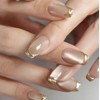 24pcs Glossy Press On Nails – Golden Stripe & Glitter