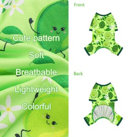 Dog Pajamas Pjs Spring Summer Dog Clothes for Small Dogs Girl Boy, Soft Stretchy Tiny Chihuahua Yorkie Puppy Clothes Doggie Onesies Cat Pet Jammies Outfit, Lemon, L