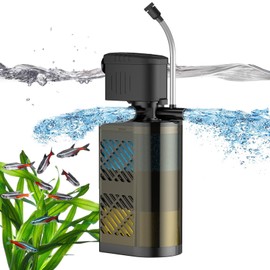 VCRAZE Submersible Aquarium Filter 3-Stage Fish Filter for Fish Tank, Turtle Filter Fish Tank Filter with Aeration & Dual Water Outlet, Turtle Tank Filter Pump for 10-40 GAL Aquariums