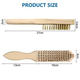 CONNECTION Wire Brush, Brass Wire Brush with Wooden Handle, Wire Brush Set, 4 Pieces, Stainless Steel Hand Wire Brush, Steel Brush, Brass Brush, 13/15 Rows for Clean Rust, Dirt Metal Brush, Wire Brush
