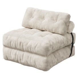 WLIVE Bean Bag Chair Adult Teen, Bedroom Living Room Comfort Corduroy Bean Bag Chair with Backrest, White