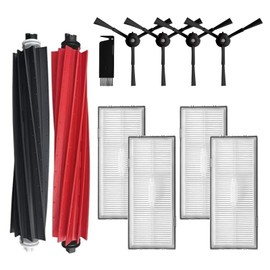 Replacement Attachment Compatibale For Roborock S8 / S8+ / S8 Pro Ultra Robotic Vacuum Cleaners Include 1 Dual Roller Brush 4 Side Spin Brushes 4 Hepa Filter