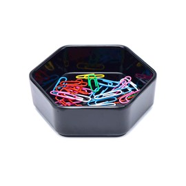 NatSumeBasics Black Paper Clip Holder 30 Paper Clips Cute Plastic Paper Clip Dispenser Holder for Desk Organizer Home School Office Accessories Supplies (Black)