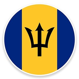 2 x 10cm/100mm Barbados Flag Window Cling Sticker Car Van Campervan Glass #9144
