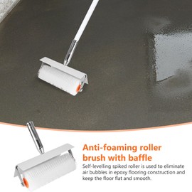 Epoxid-Bodenrolle, 25 cm, Epoxid-Spike-Walze mit Spritzschutz, selbstnivellierendes Werkzeug-Set zur Beseitigung von Blasen und für glatte Oberflächen, für Zement- und Bodenfarbe