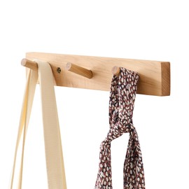 TRWISWDC Hickory Wood Coat Rack Wall Mount, 12 Inch Coat Hook Hanger Wooden Wall Coat Rack with 3 Hooks for Purse Clothes Towels Hats in Entryway Bedroom Bathroom, Natural