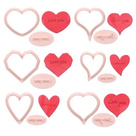 kowanii Heart Cookie Cutters with Love You Stamp Molds Set - Baking Tools for Valentine's Day, Weddings, DIY Crafts - Ideal for Cookies, Fondant, Clay, Playdough & Decorating