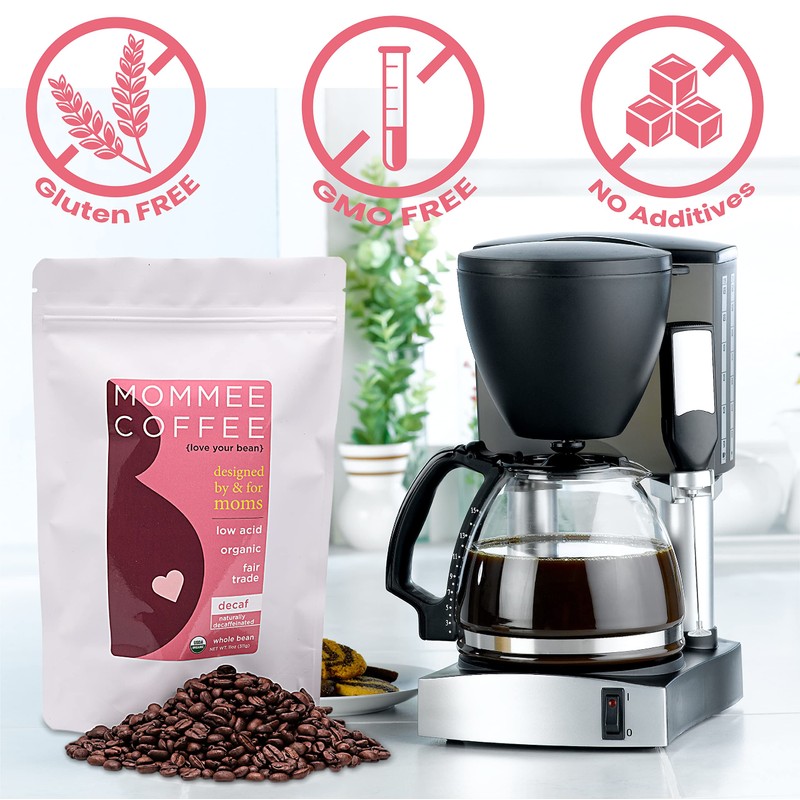 Mommee Coffee Decaf Whole Bean Low Acid Coffee- 100% Arabica