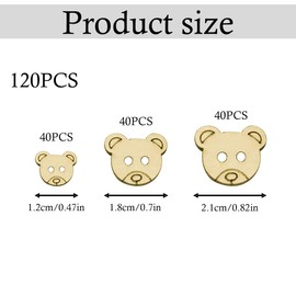 Tabanzhe Teddy Bear Buttons-120PCS Sewing Wooden Bear Buttons Cardigan Buttons DIY Crafts 2 Hole Wood Buttons for Knitted Clothes Handmade Crafting Decor