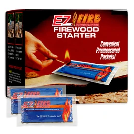 EZ FIRE FIRESTARTER for Fireplace, Campfire, or Grills. Safe, All Purpose, Effective, Waterproof, Windproof Fire Starter Gel Packets for Indoor or Outdoor Use. 100 Pack