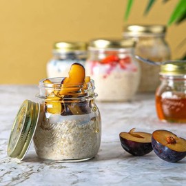 Bormioli Rocco Quattro Stagioni Small Glass Mason Jars 8.5 Ounce Mini Jars 12-Pack, with Metal Airtight Lid, For Jam, Jelly, baby food, Crafts, Spices, Dry Food Storage, Wedding favors, Decorating Jar