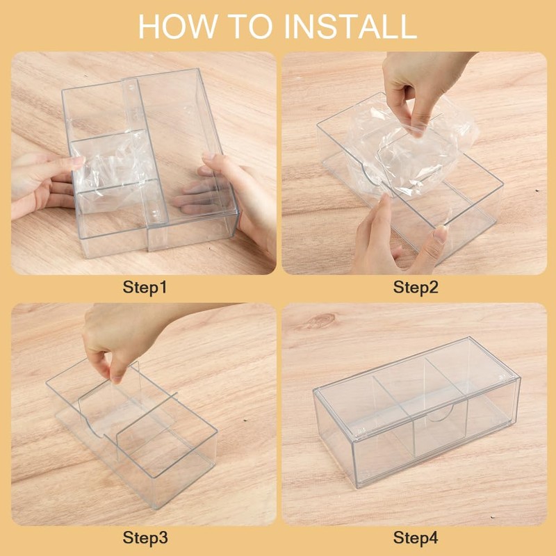 Alaoo Square Qtip Holder Dispenser, Small Drawers Organizer, 3 Compartments