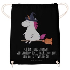 Mr. & Mrs. Panda Sports Bag Unicorn Witch - Gift, Zicke, Unicorn Decoration, Pegasus, Bag, Unicorn, Fabric Bag, Devil, Sports Bag, Gym Bag, black