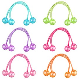 6 pares de bandas de pelo de bolas, de acrílico de 6 pulgadas, para cola de caballo de mariposa, accesorios para el cabello para niñas, mujeres y niños, multicolor (12 unidades)