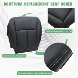 NLQR Front Driver Side Bottom Replacement Perforated Seat Cover Black Compatible with Infiniti Q50 2014 2015 2016 2017 2018 2019 2020