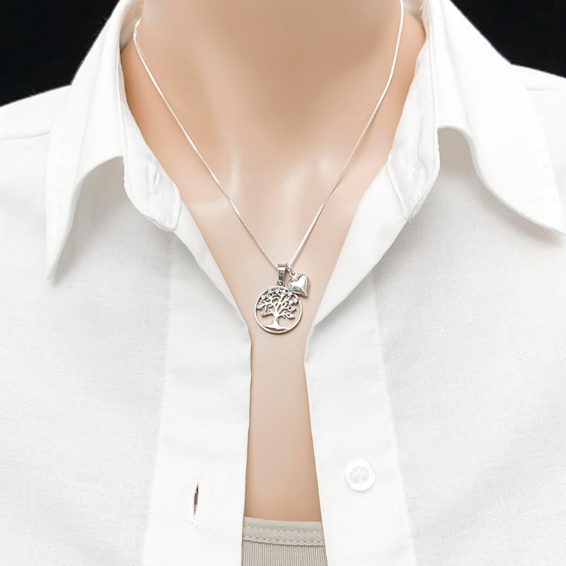925 Sterling Silver Tree of Life with Tiny Pufed Heart
