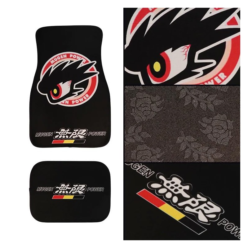 4PCS Universal JDM Mugen Power Racing Fabric Floor Mats Interior
