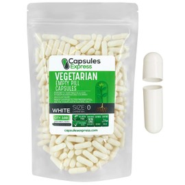 XPRS Nutra Size 0 Empty Capsules - Empty Vegan Capsules - Capsules Express Vegetarian Empty Pill Capsules- DIY Vegetable Capsule Filling- Veggie Pill Capsules Empty Caps (100 Count, White)