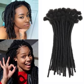 100% Human Hair Dreadlock Extensions 0.6cm Thickness 8Inch Full Head Handmade Permanent loc Extensions Bundles Can Be Dyed Bleached Curled and Twisted for Man/Women/Kids (1B, 8Inch/20Strands)