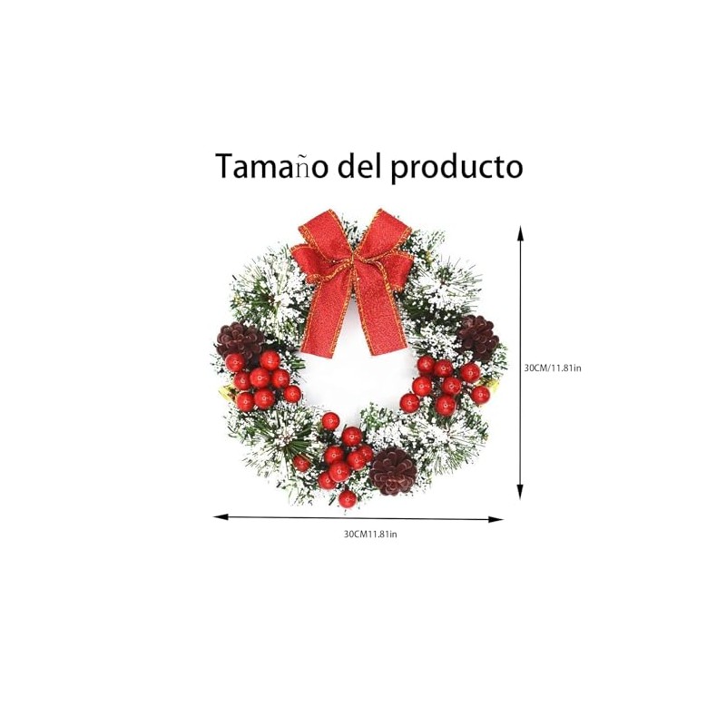 masoe Corona de Navidad para Puerta，Guirnalda Navidad, Corona de Navidad,