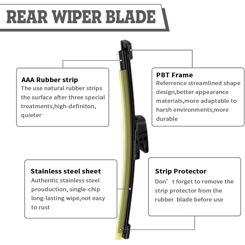 (Pack of 2) Rear Wiper Blade Set Replacement for Hyundai